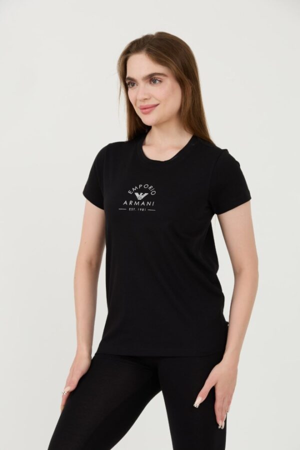 EMPORIO ARMANI Czarny damski t-shirt Uni Logo Printe
