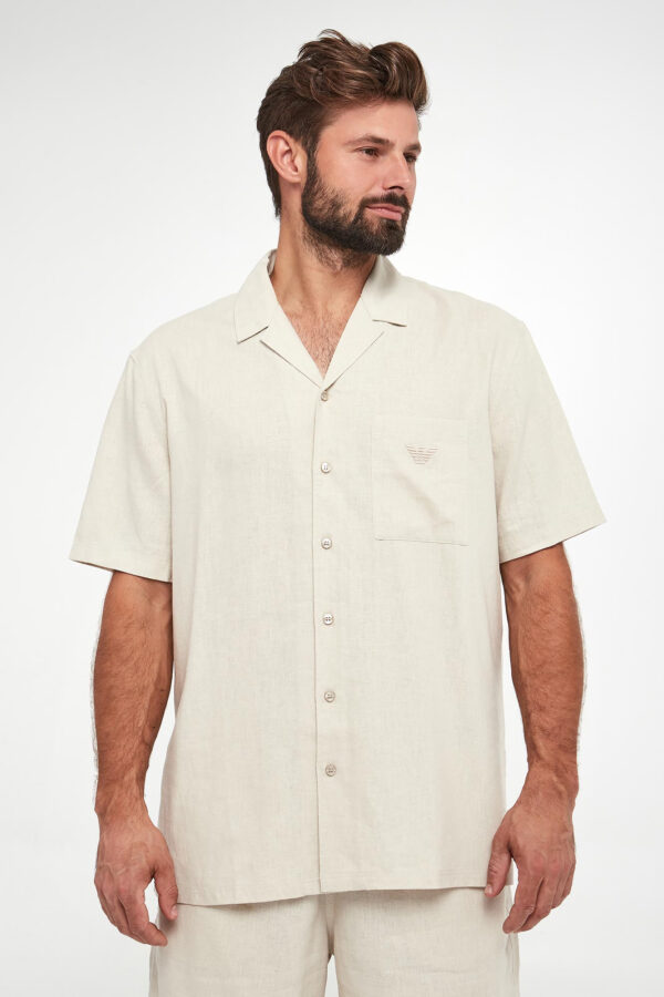 9a33dfe48a5a45878232fca68a97e8d2af9f1da2 Koszula męska lniana EMPORIO ARMANI SWIMWEAR