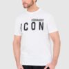 DSQUARED2 Biały t-shirt męski z dużym logo icon