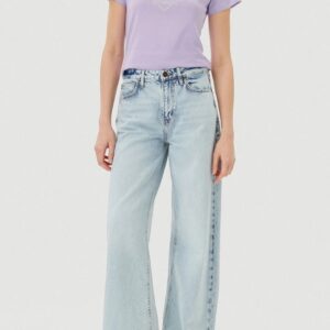 GUESS Lawendowy damski t-shirt bawełniany Narciso