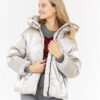 HETREGO Srebrna kurtka damska z kapturem Muriel, Rozmiar 38 EU - 42 IT