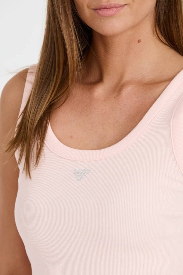 GUESS Różowy damski top Triangle Bling Rib Tank