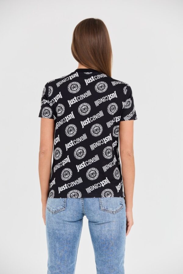 JUST CAVALLI Czarny damski t-shirt R Logo Tigre