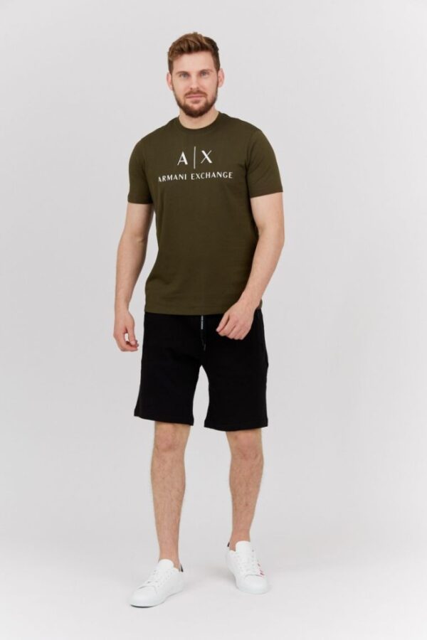 ARMANI EXCHANGE Oliwkowy t-shirt męski z białym logo