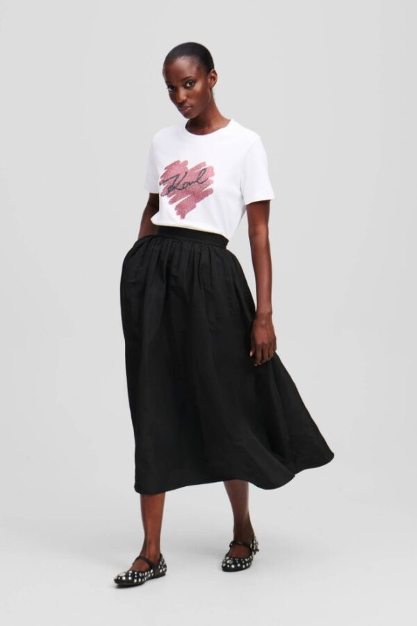 KARL LAGERFELD Biały damski t-shirt z cyrkoniami Hearts RS