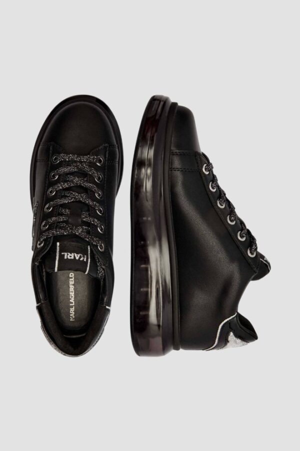KARL LAGERFELD Czarne sneakersy damskie z brokatem KAPRI KUSHION Signia