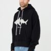 PALM ANGELS Czarna męska bluza z kapturem White Shark Hoody