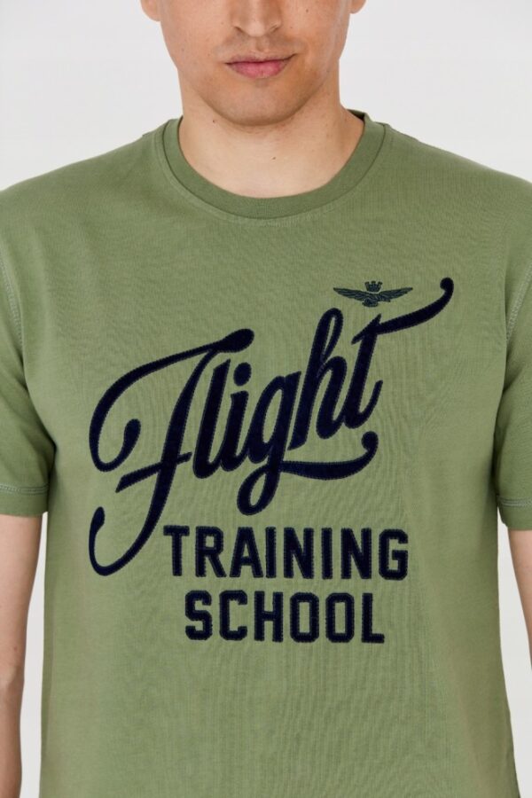 AERONAUTICA MILITARE Zielony bawełniany t-shirt męski
