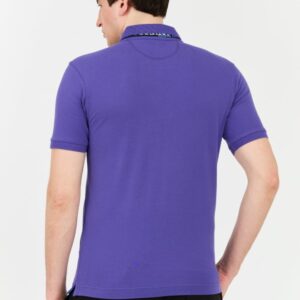 LA MARTINA Fioletowe męskie polo z małym logo