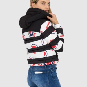 9f9dce7e5309a767a15daf8d410ae0915028fa5f INVICTA Czarna kurtka damska w białe pasy i logo