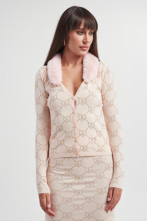 a0173d15cfc9b66e4c17f2d91d1f7aac04a5b5e4 Kardigan damski z futerkiem BLUGIRL BLUMARINE