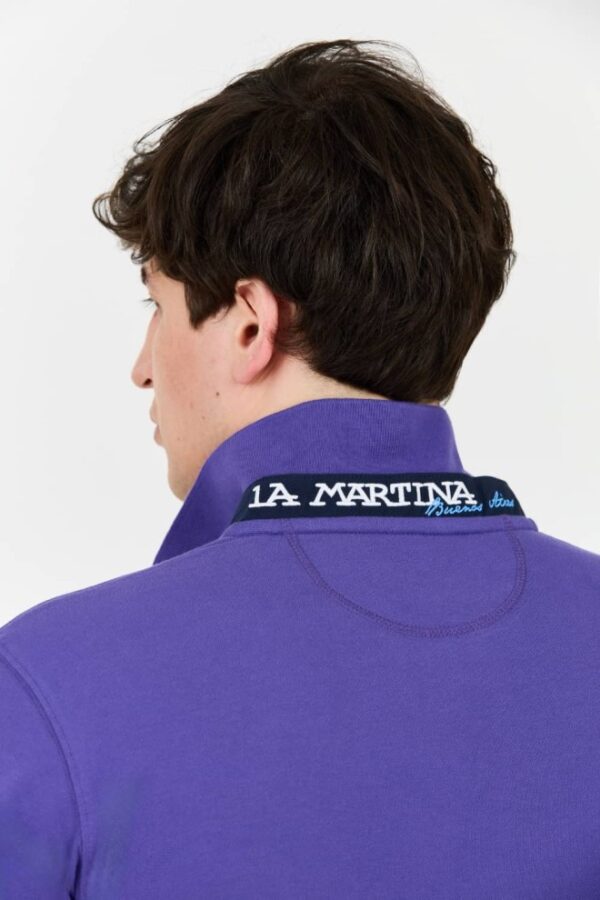 LA MARTINA Fioletowe męskie polo z małym logo