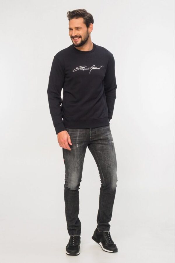 EMPORIO ARMANI Granatowa bluza męska z białym wyszywanym logo