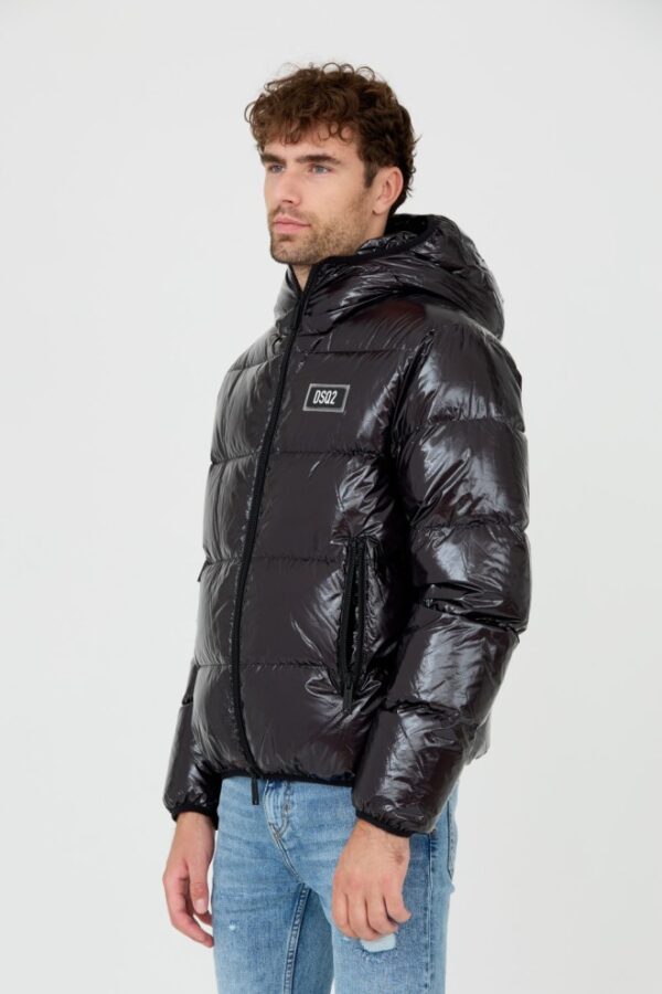 DSQUARED2 Czarna męska puchowa kurtka Puff Kaban, Rozmiar 56