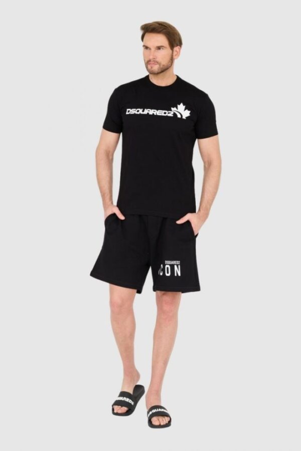 DSQUARED2 Czarny męski bawełniany t-shirt z dużym logo