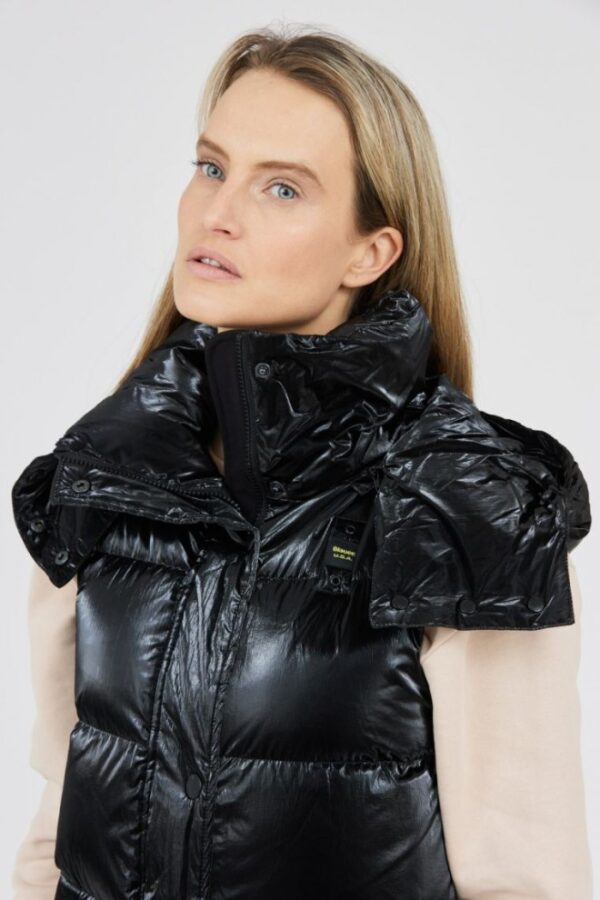 BLAUER Długi błyszczący bezrękawnik puchowy damski Erika