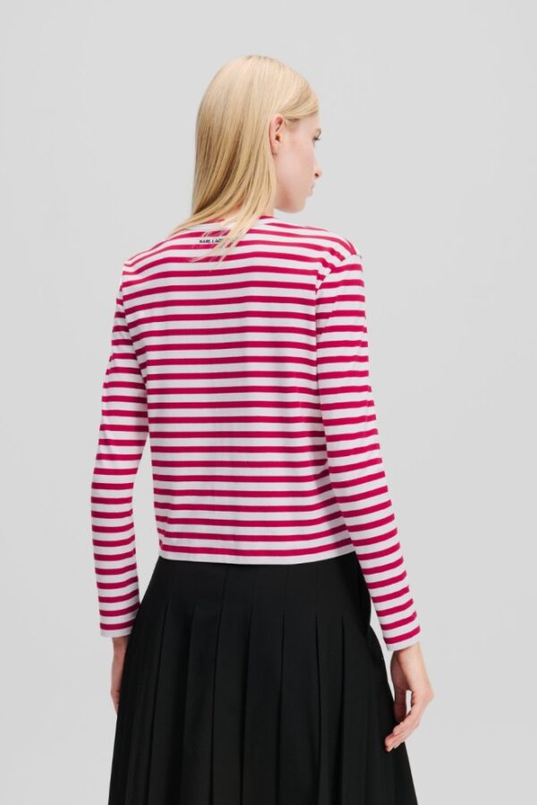 KARL LAGERFELD Czerwono-biały damski lonsgleeve Ikon Print Stripe