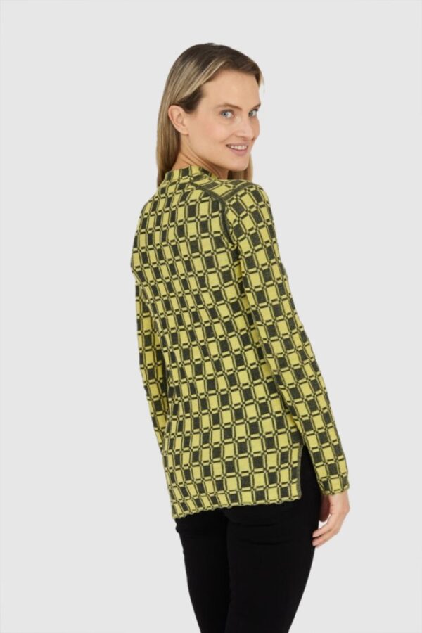 KENZO Dopasowany żółty sweterek damski w kratkę vichy