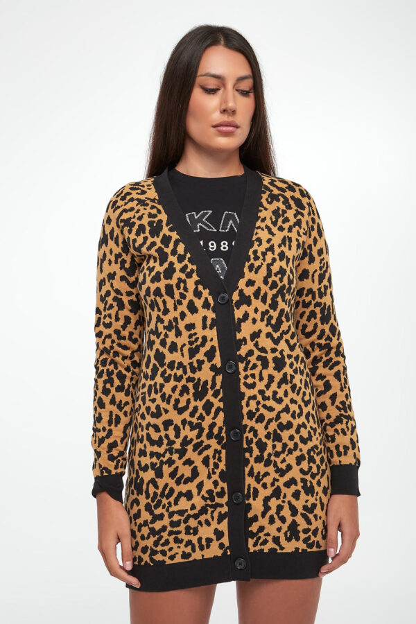 a20726c2f15b9755504ba5c6a56a380152ddfa01 Kardigan damski w panterkę DKNY