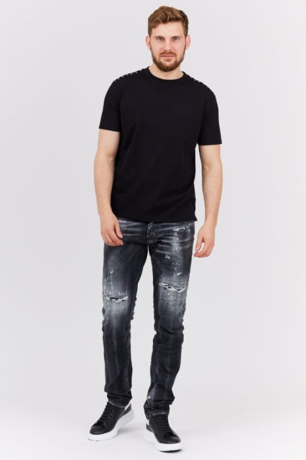 VALENTINO GARAVANI Czarny t-shirt męski z ćwiekami