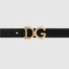 DOLCE & GABBANA Czarny pasek damski z barokową klamrą, Rozmiar 80