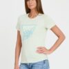 GUESS Miętowy damski t-shirt bawełniany Icon Tee