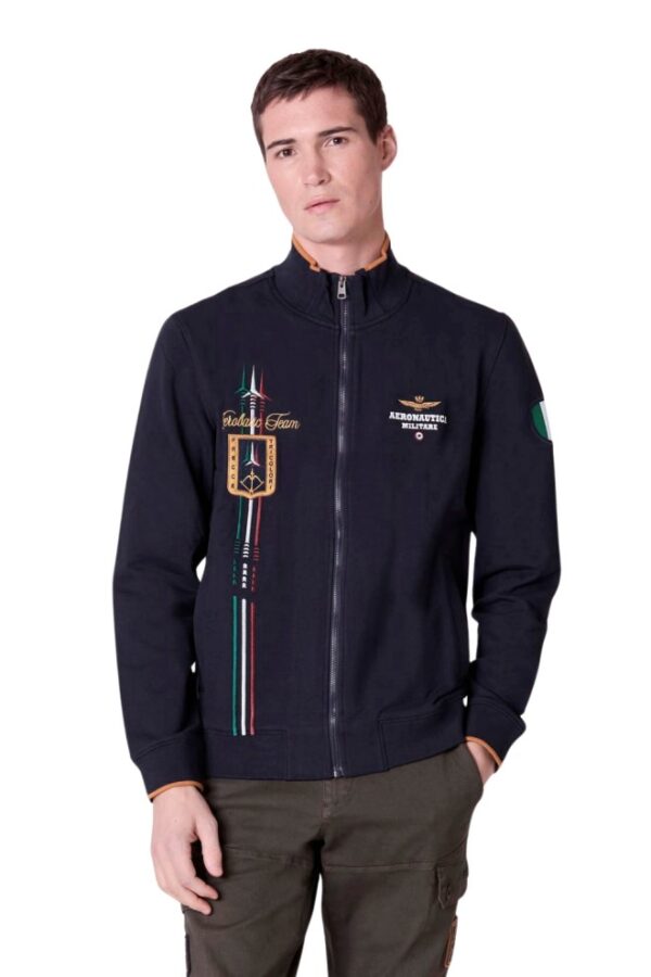 AERONAUTICA MILITARE Granatowa bluza męska Embroidered Frecce Tricolori
