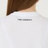 KARL LAGERFELD Biały damski t-shirt Rhinestone Logo