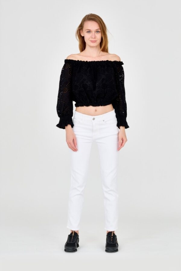 GUESS Damski czarny crop top