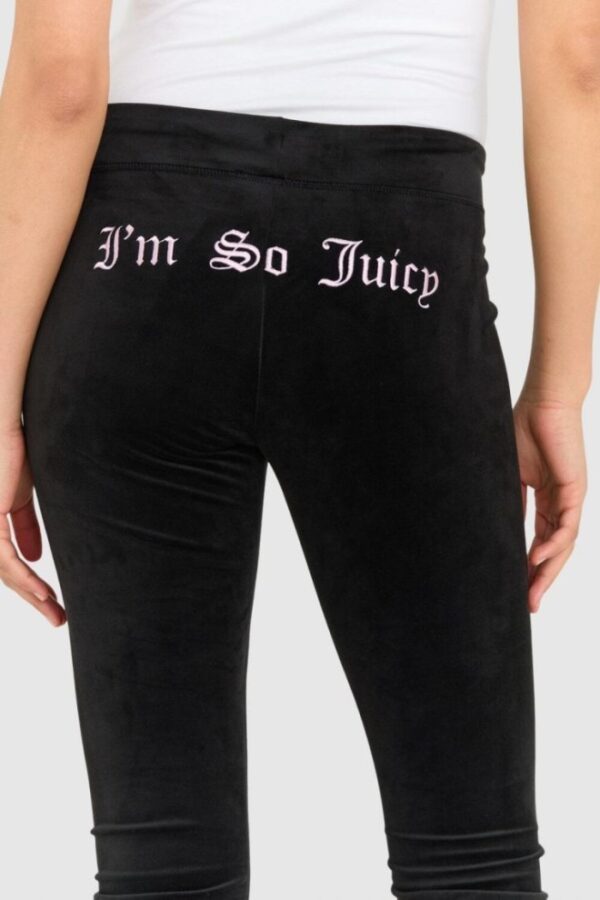 JUICY COUTURE Czarne welurowe spodnie dresowe damskie z haftowanymi wisienkami