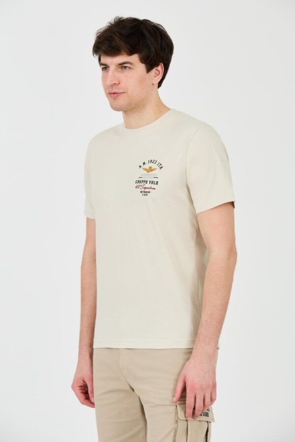 AERONAUTICA MILITARE Beżowy bawełniany męski t-shirt Short Sleeve