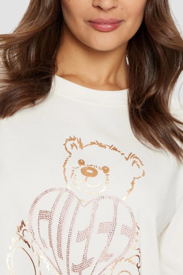 GUESS Beżowy t-shirt damski Bear Boxy