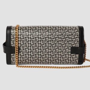 a49fa4579c53290f74320153679cc83663d9a653 BALMAIN Czarno-biała torebka B-buzz Pouch 23-cuir Emb Pb