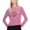 KARL LAGERFELD Czerwono-biały damski lonsgleeve Ikon Print Stripe