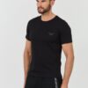 EMPORIO ARMANI Czarny męski t-shirt logo brodé