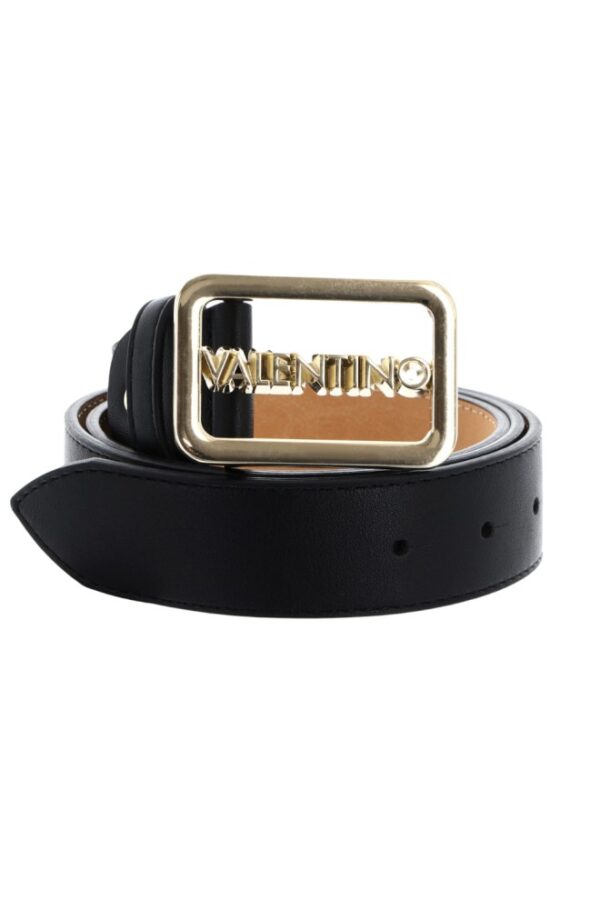 VALENTINO Czarny pasek damski Around Plaque Buckle Belt