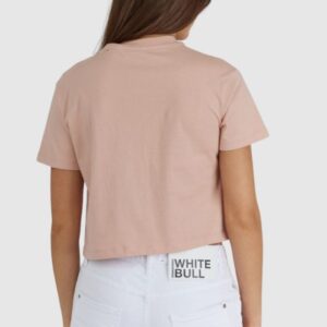 GUESS Krótki różowy t-shirt damski z logo