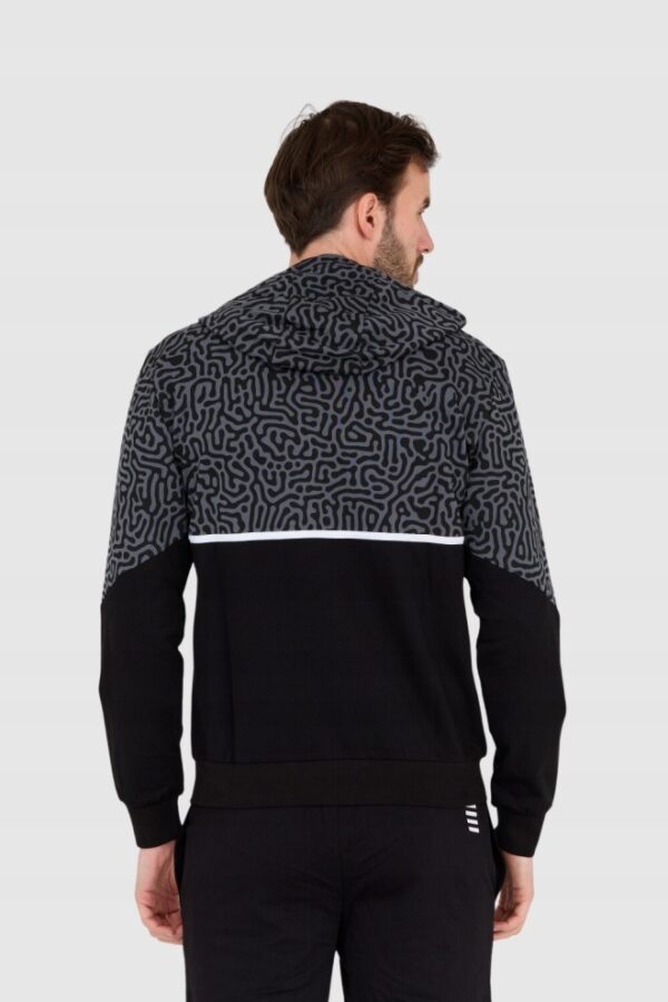 EA7 Męska czarno-szara bluza z kapturem w moro