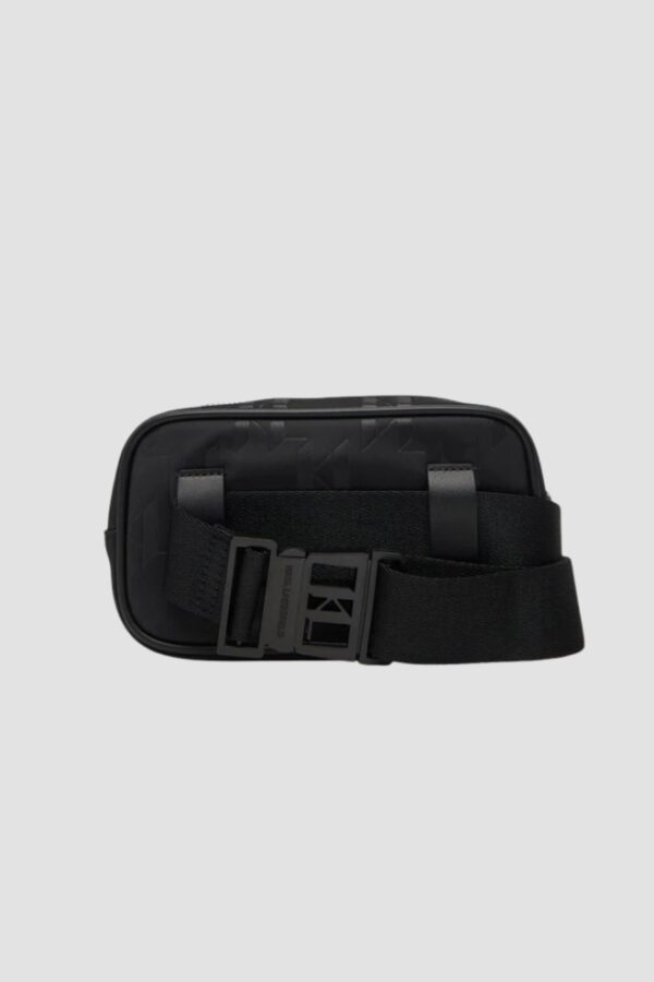 KARL LAGERFELD Czarna męska nerka podwójna z monograme