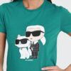 KARL LAGERFELD Turkusowy damski t-shirt Ikonik 2.0