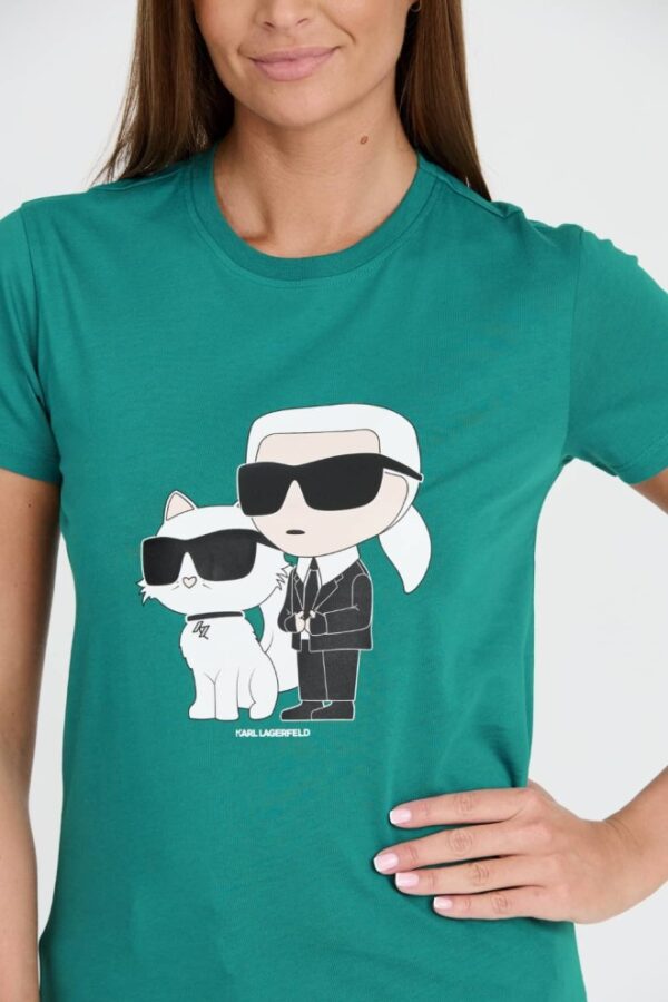 KARL LAGERFELD Turkusowy damski t-shirt Ikonik 2.0