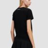 KARL LAGERFELD Сzarny damski t-shirt z cyrkoniami Ikon Duo