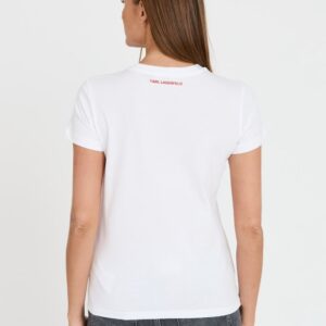 KARL LAGERFELD Biały damski t-shirt ikonik lny
