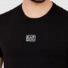 EA7 Czarny t-shirt męski z naszywką z logo