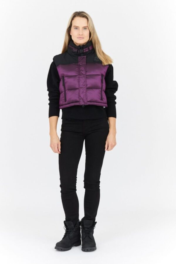 INVICTA Fioletowy puchowy krótki bezrękawnik damski