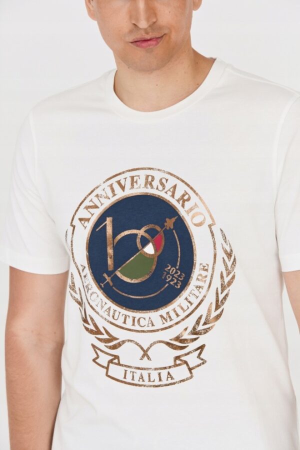 AERONAUTICA MILITARE Biały bawełniany t-shirt męski