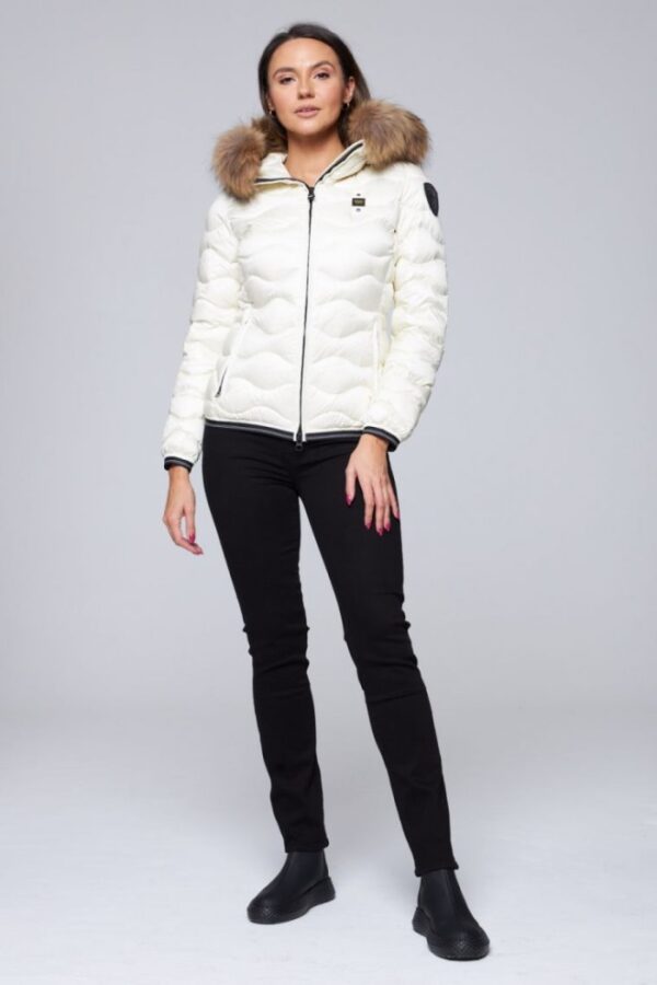 BLAUER Damska kurtka puchowa z kapturem w kolorze ecru