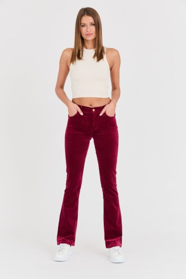 7 FOR ALL MANKIND Bordowe damskie spodnie Bootcut Velvet