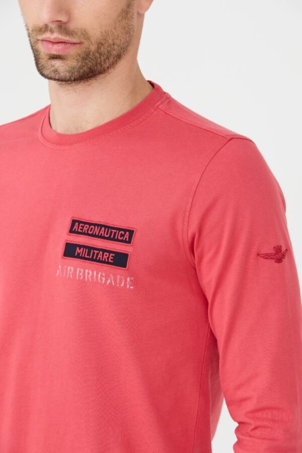 AERONAUTICA MILITARE Różowy męski longsleeve bawełniany