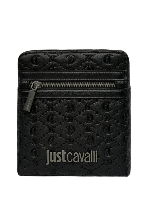 JUST CAVALLI Czarna męska saszetka JC Metal Lettering - Style 3